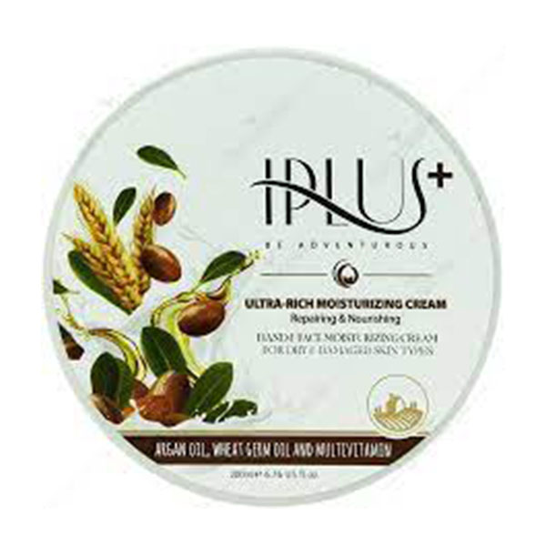 کرم مرطوب کننده کاسه ای آی پلاس مناسب پوست خشک و آسیب دیده آرگان و جوانه گندم